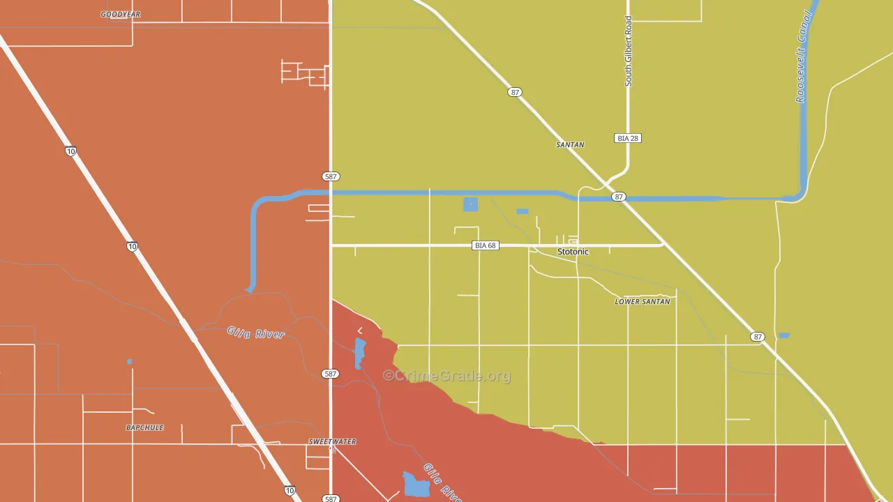 Santan, AZ Map of Assault Rates