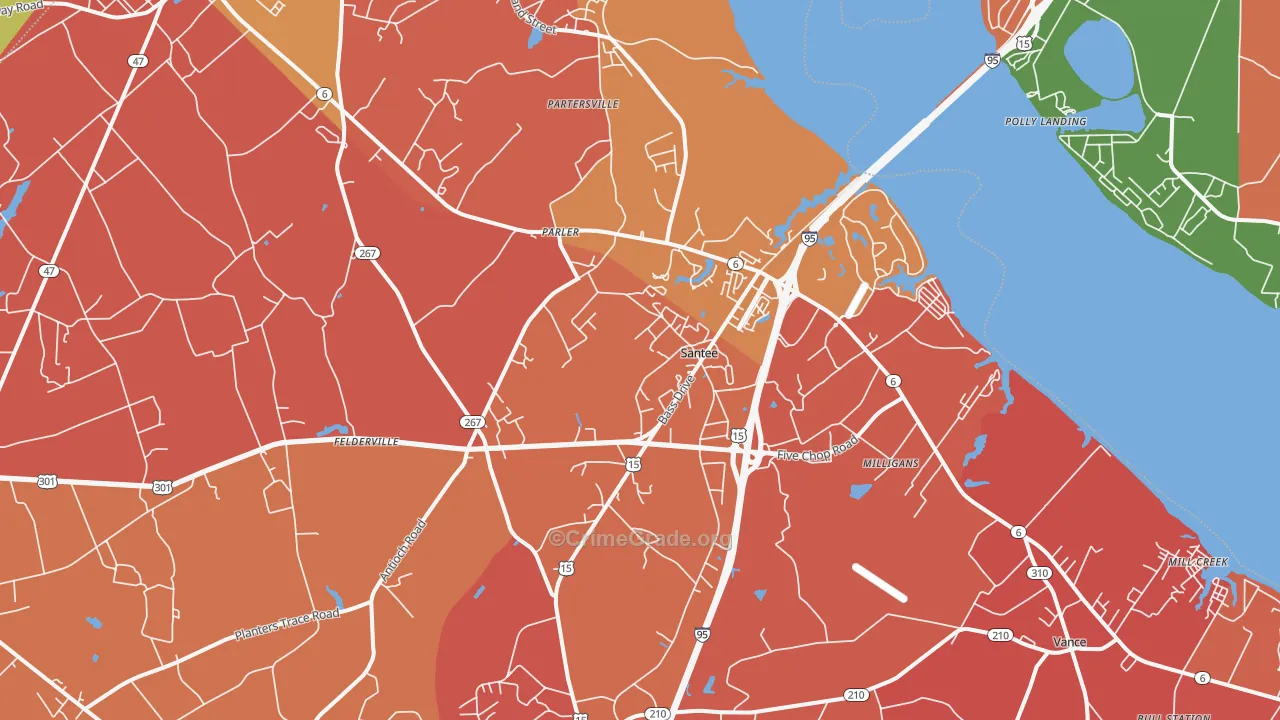 Santee, SC Map of Assault Rates
