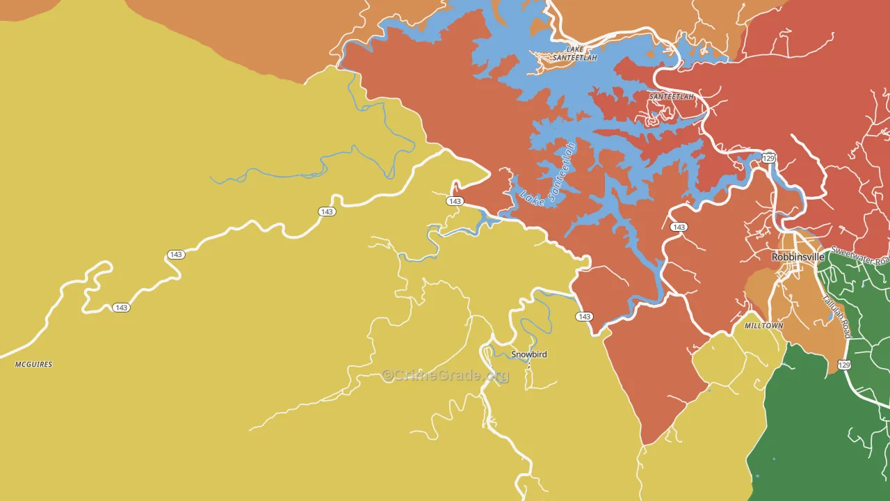 Santeetlah, NC Map of Assault Rates