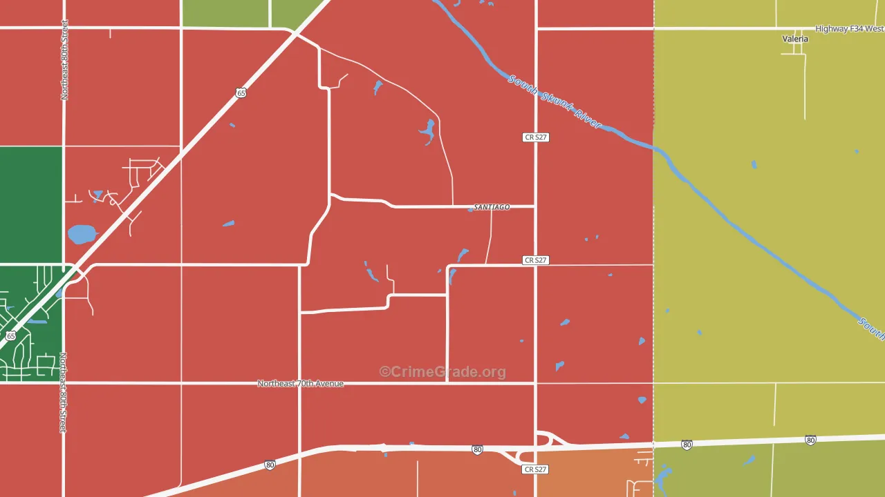 Santiago, IA Map of Assault Rates