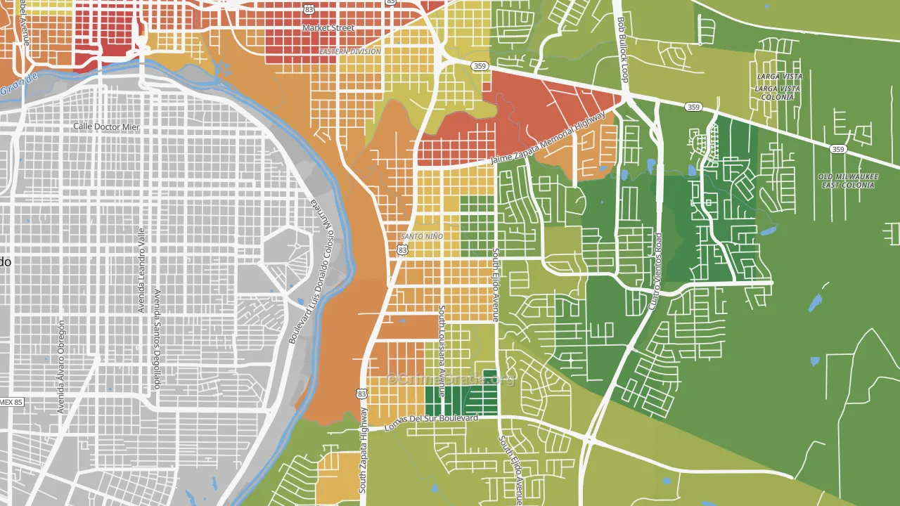 Santo Nino, Laredo, TX Map of Assault Rates