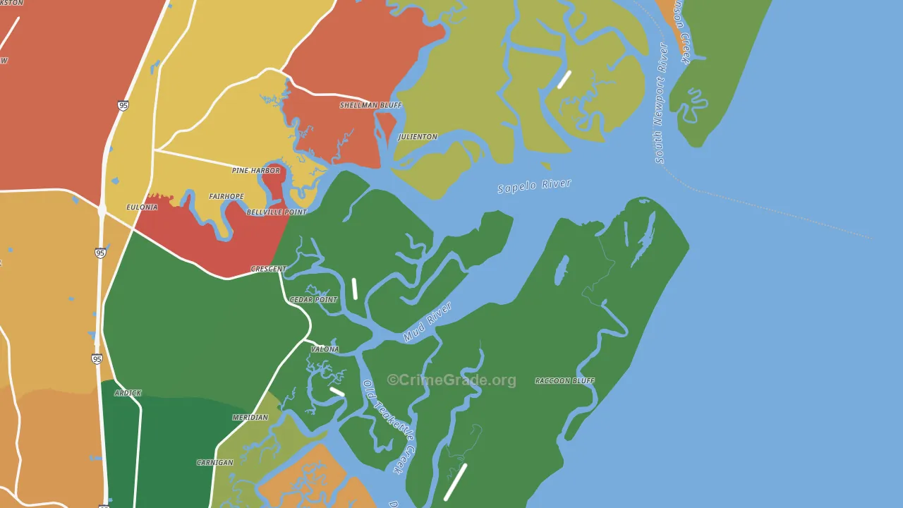 Sapelo Island, GA Map of Assault Rates