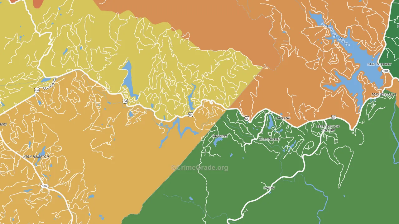Sapphire, NC Map of Assault Rates