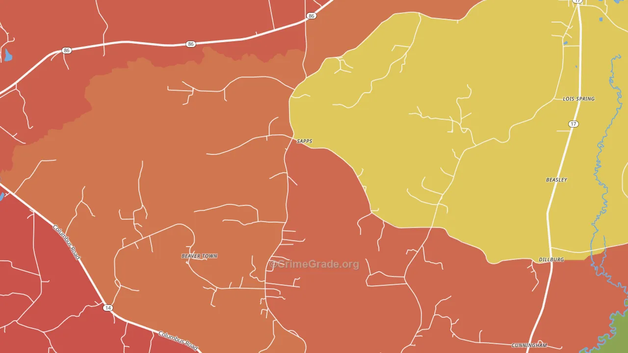 Sapps, AL Map of Assault Rates