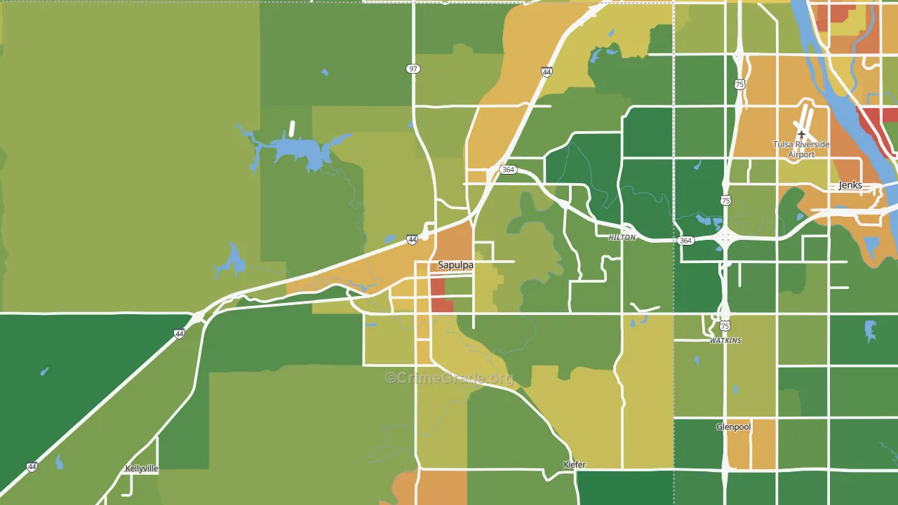 Sapulpa, OK Map of Assault Rates