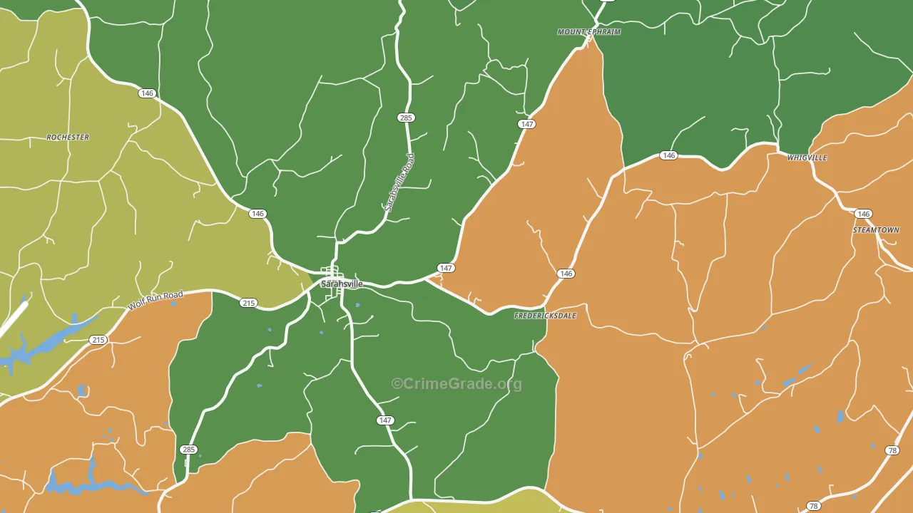 Sarahsville, OH Map of Assault Rates