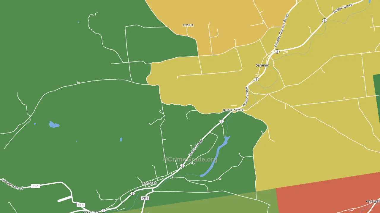 Saranac, NY Map of Assault Rates