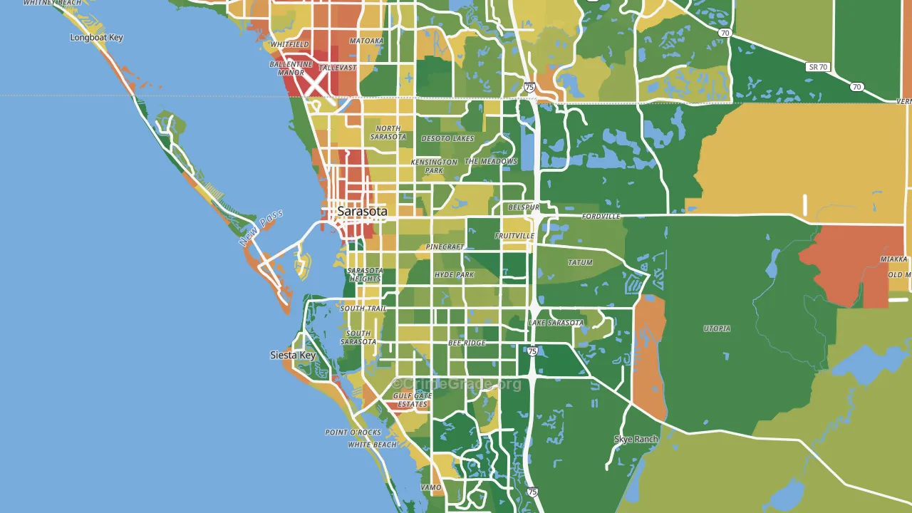 Sarasota, FL Map of Assault Rates