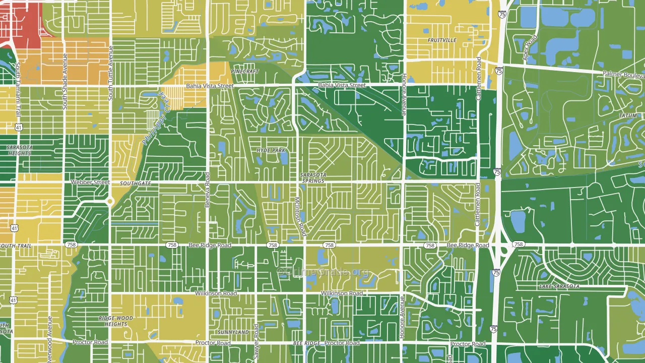 Sarasota Springs, FL Map of Assault Rates