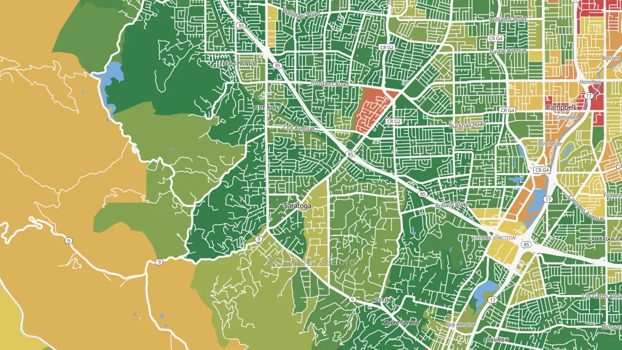 Saratoga, CA Map of Assault Rates