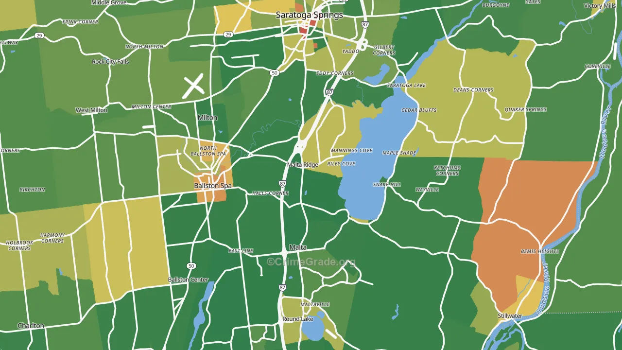 Saratoga County, NY Map of Assault Rates