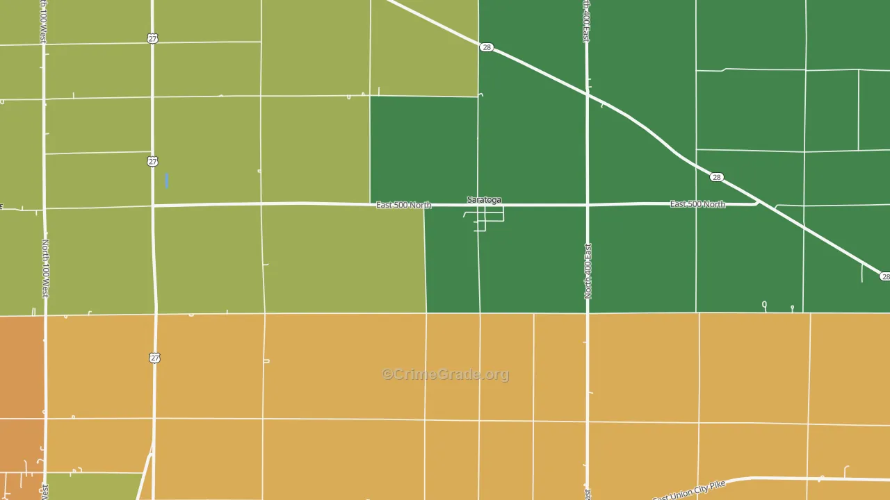 Saratoga, IN Map of Assault Rates