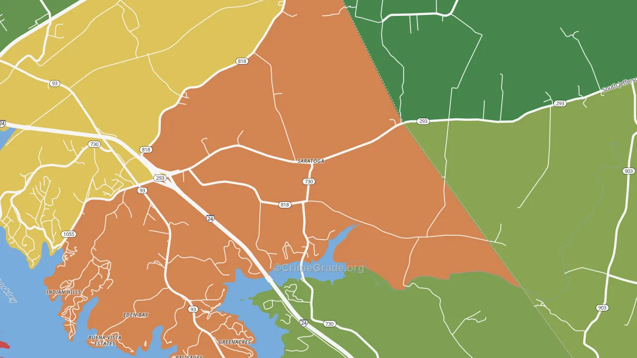 Saratoga, KY Map of Assault Rates