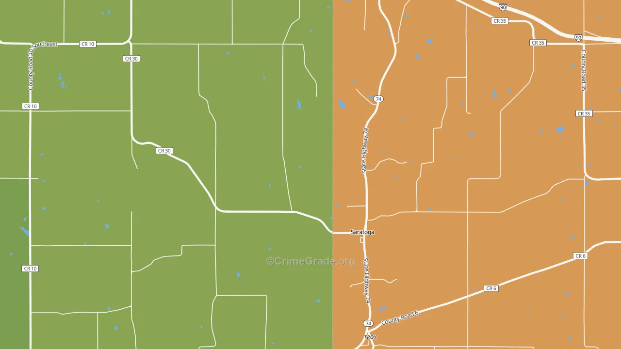 Saratoga, MN Map of Assault Rates