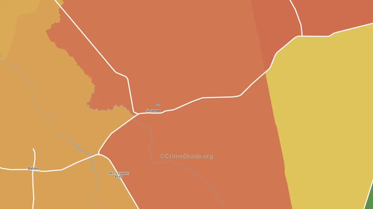 Saratoga, TX Map of Assault Rates