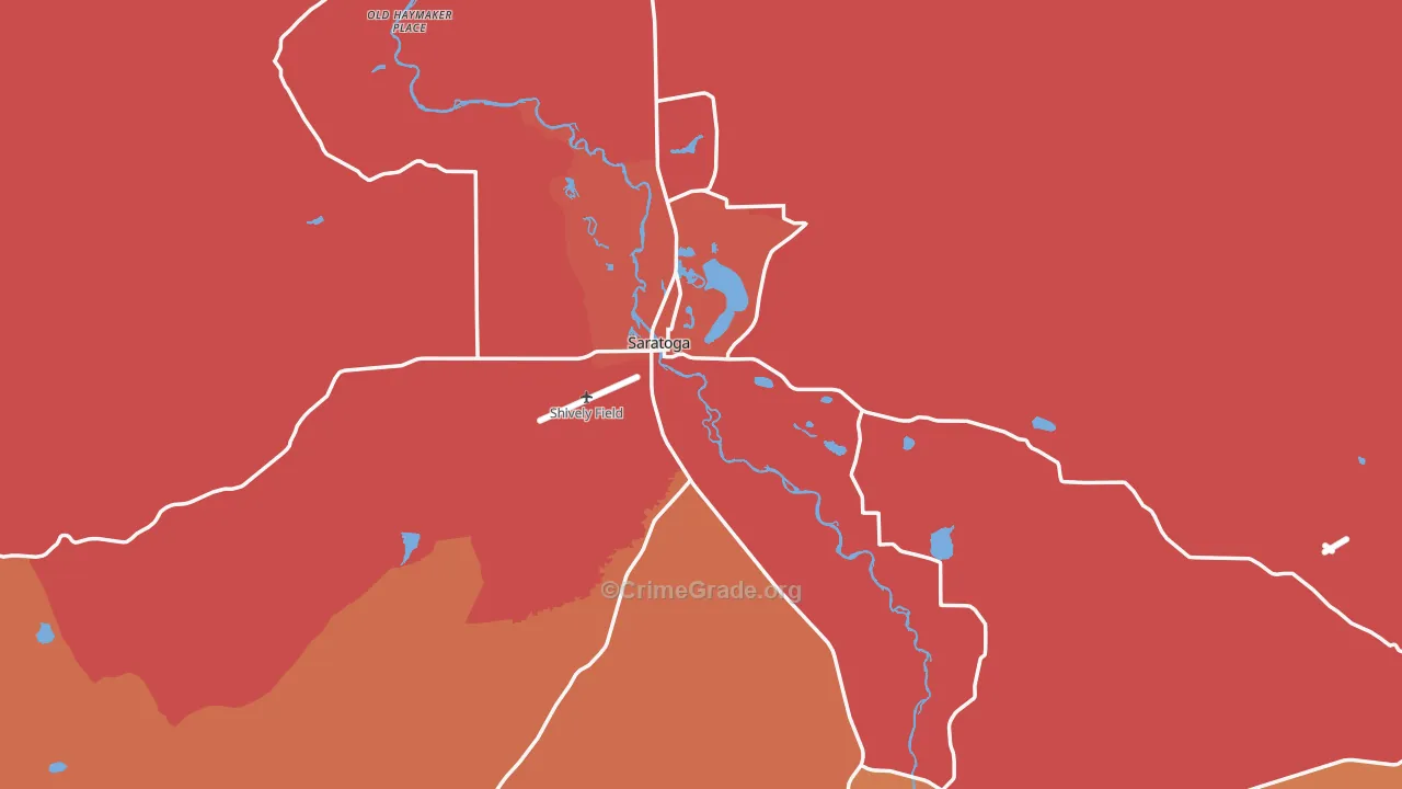 Saratoga, WY Map of Assault Rates