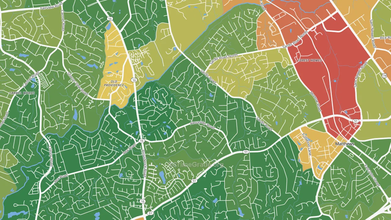 Sardis Forest, Charlotte, NC Map of Assault Rates