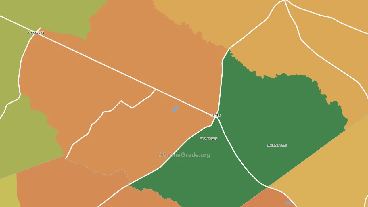 Sardis, GA Map of Assault Rates