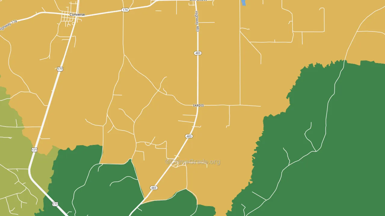 Sardis, LA Map of Assault Rates