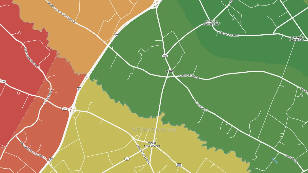 Sardis, SC Map of Assault Rates