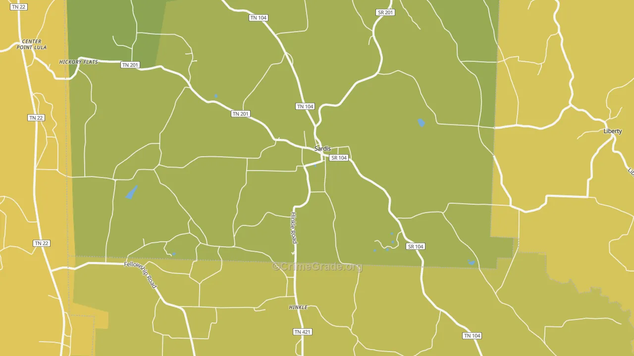 Sardis, TN Map of Assault Rates