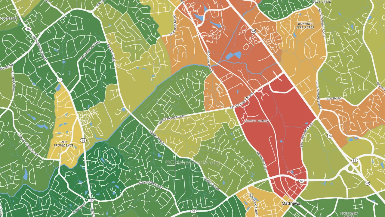 Sardis Woods, Charlotte, NC Map of Assault Rates