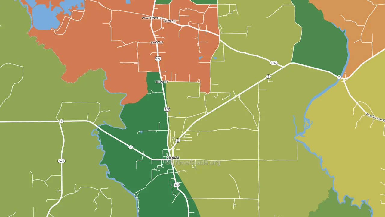 Sarepta, LA Map of Assault Rates