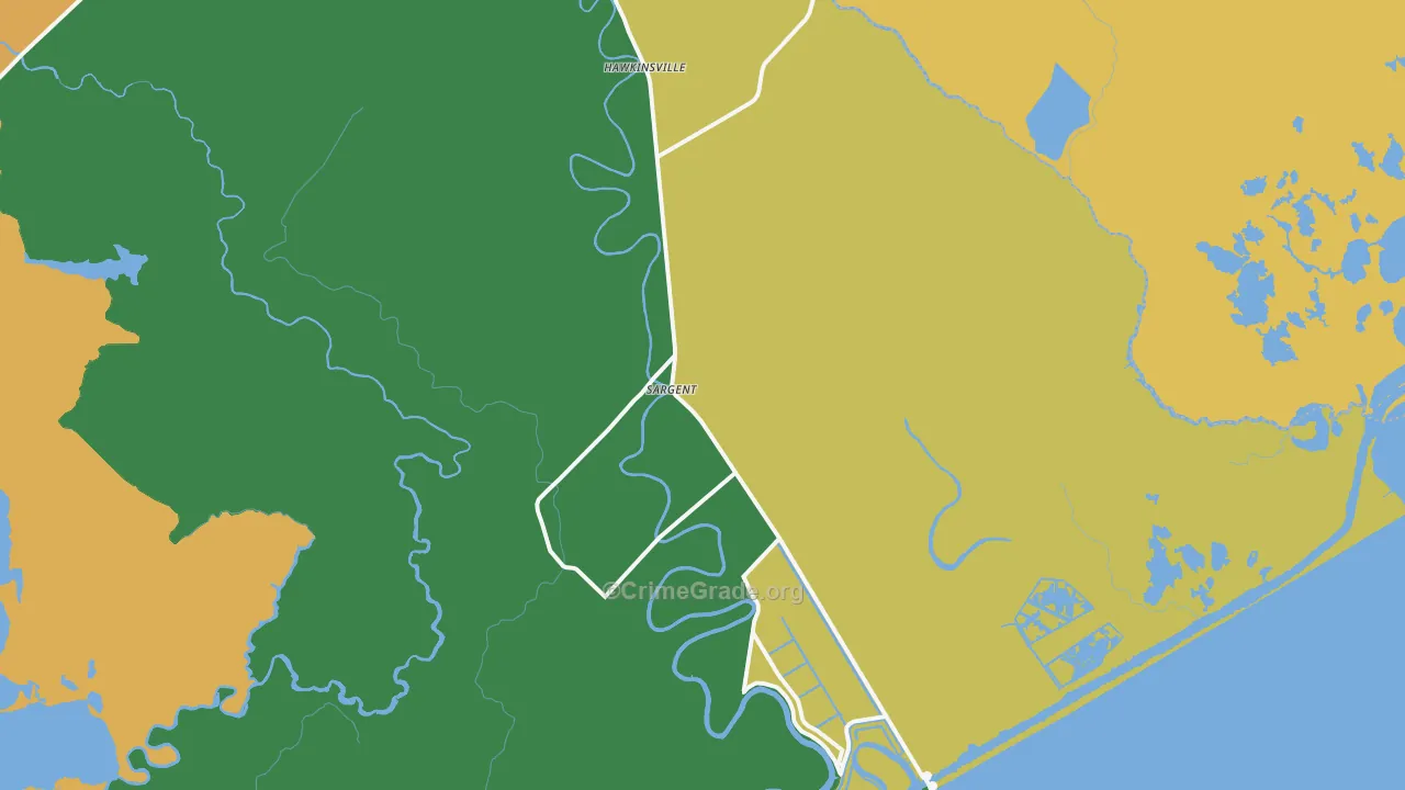 Sargent, TX Map of Assault Rates