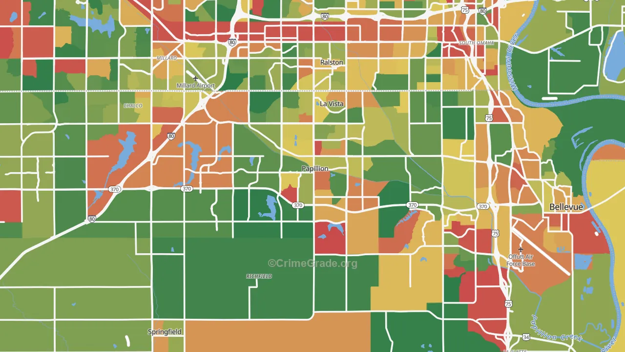 Sarpy County, NE Map of Assault Rates
