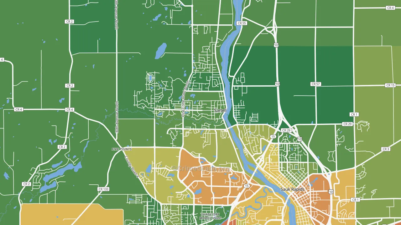 Sartell, MN Map of Assault Rates
