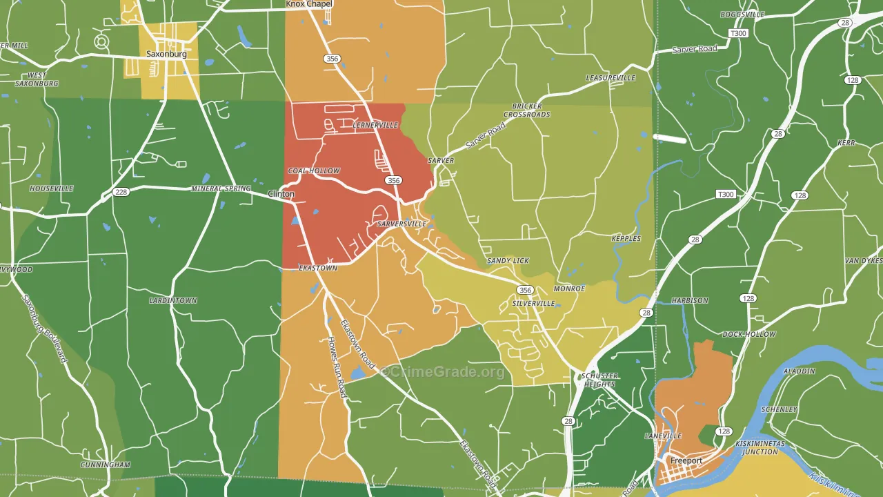 Sarver, PA Map of Assault Rates
