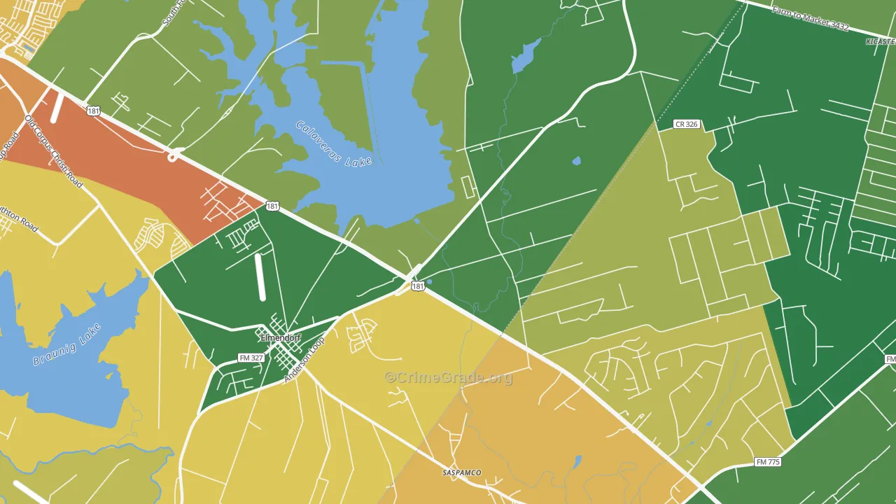 Saspamco, TX Map of Assault Rates