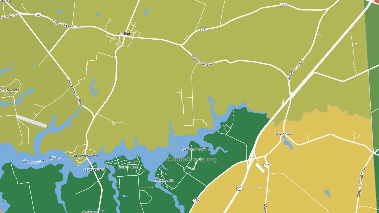 Sassafras, MD Map of Assault Rates