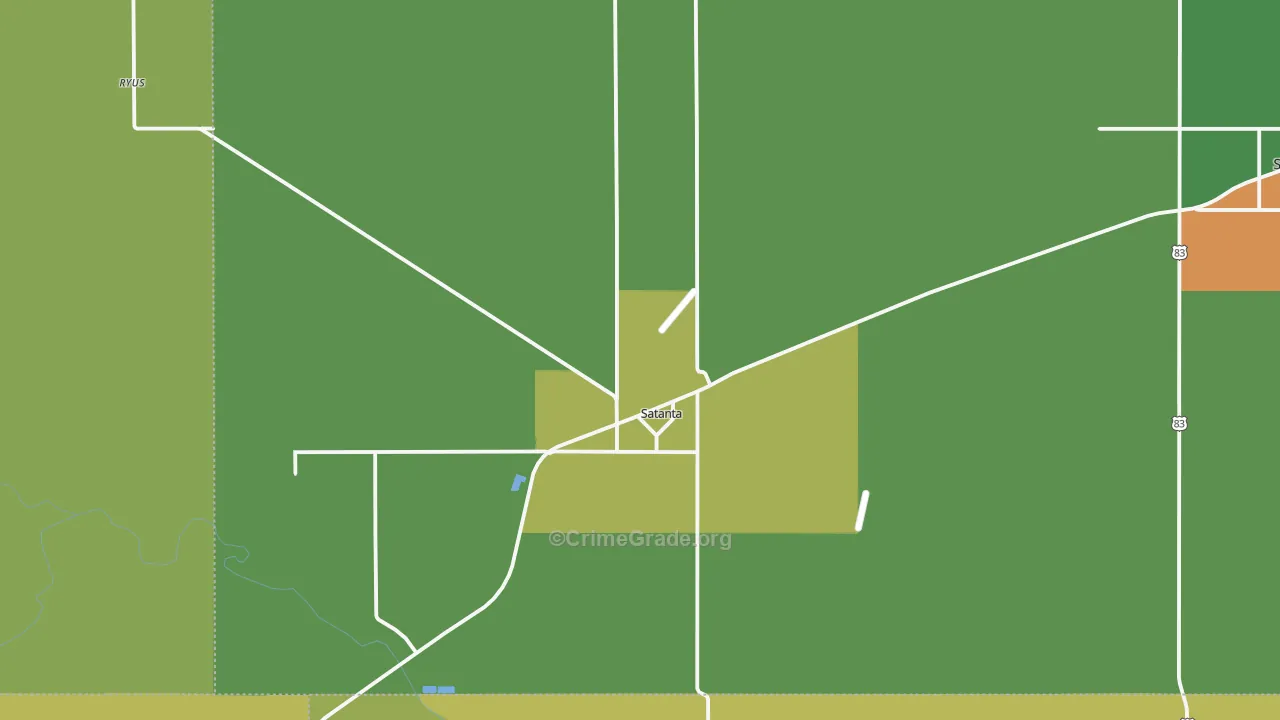 Satanta, KS Map of Assault Rates