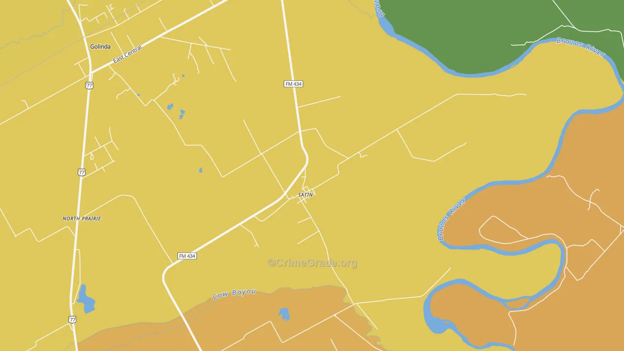 Satin, TX Map of Assault Rates