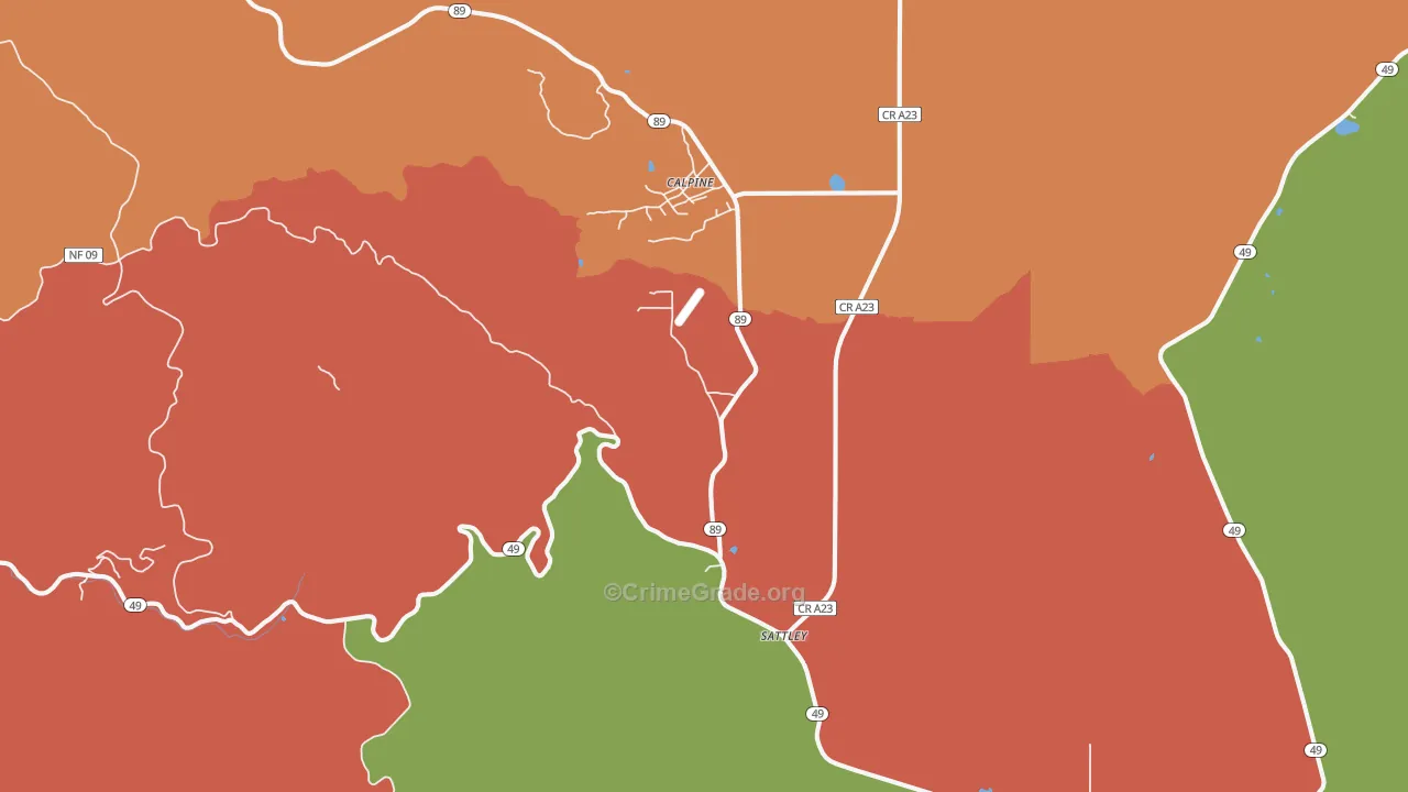 Sattley, CA Map of Assault Rates