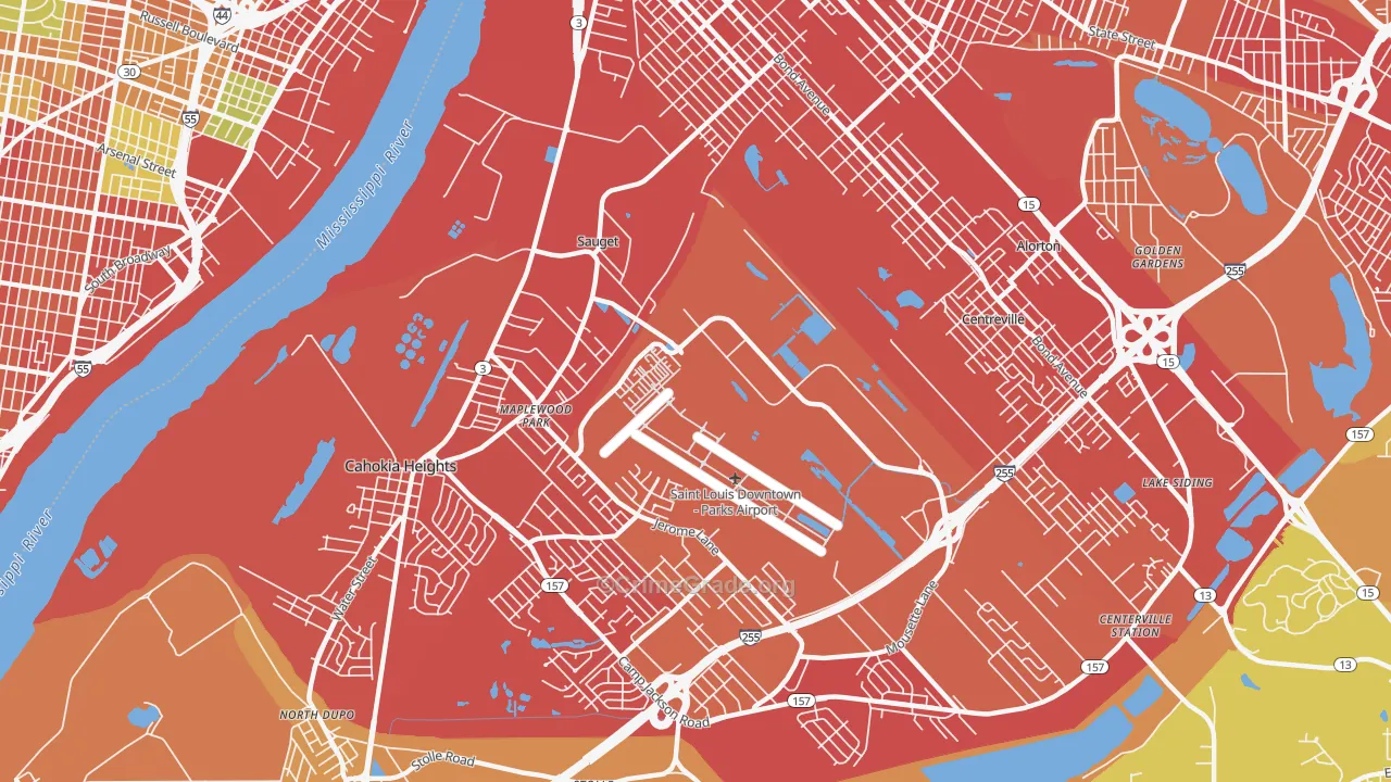 Sauget, IL Map of Assault Rates