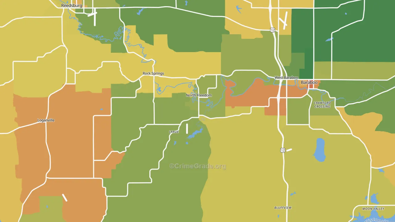 Sauk County, WI Map of Assault Rates