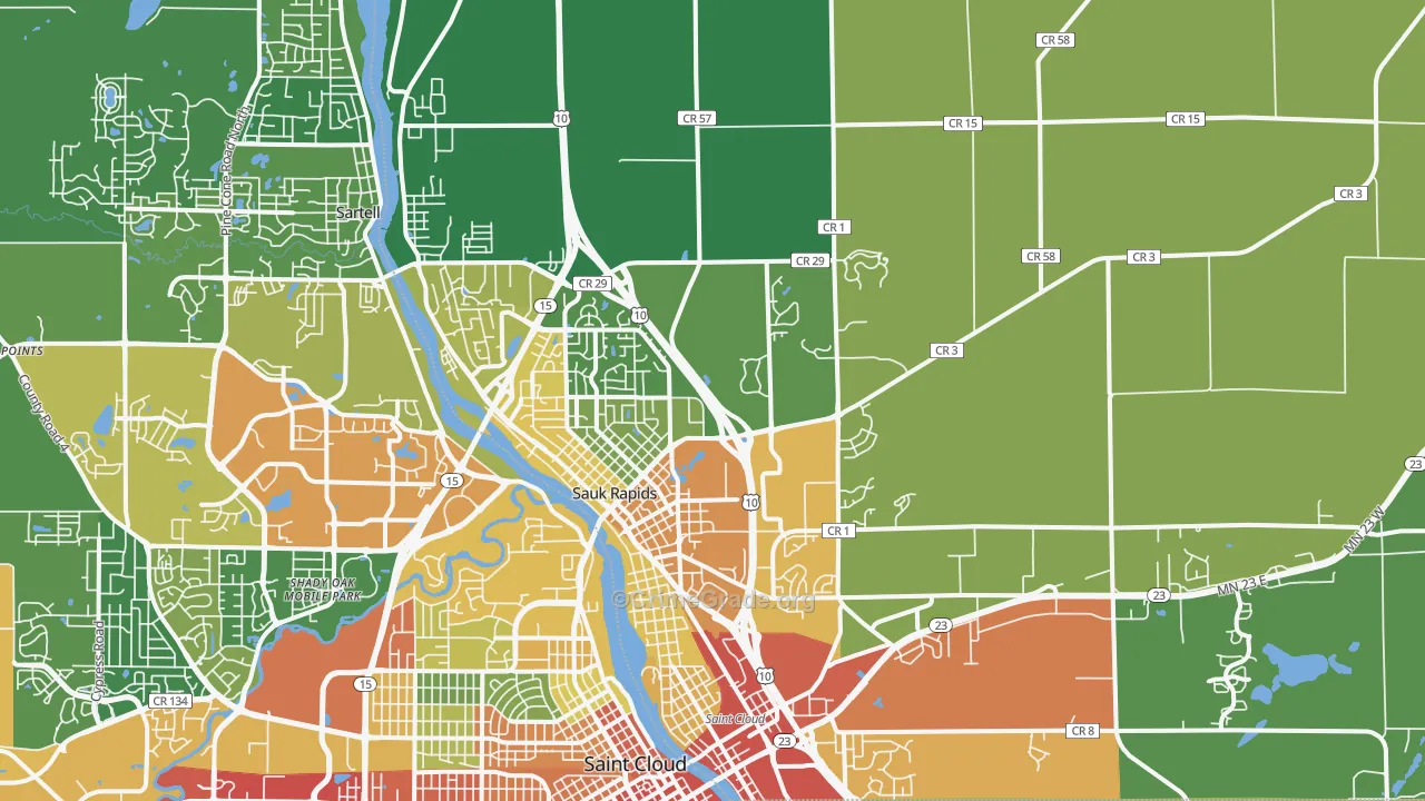 Sauk Rapids, MN Map of Assault Rates