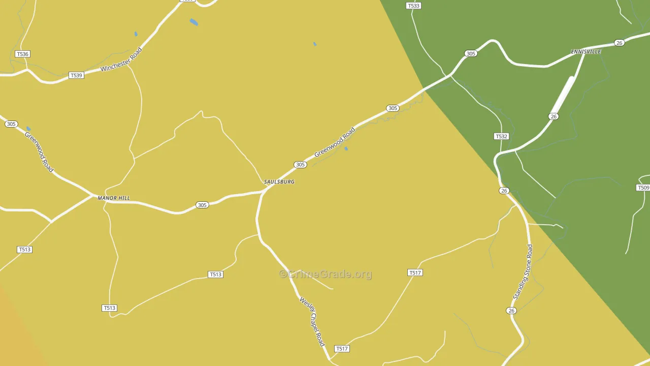 Saulsburg, PA Map of Assault Rates