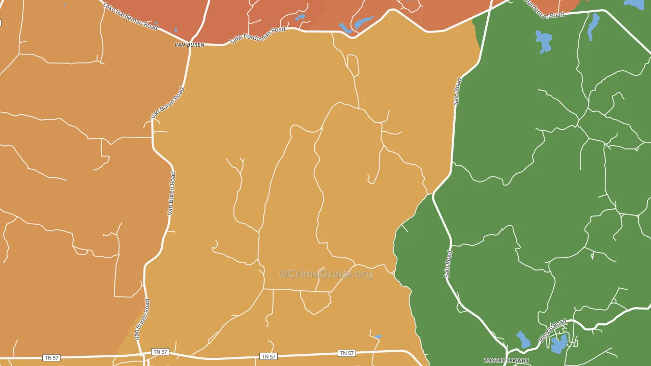 Saulsbury, TN Map of Assault Rates
