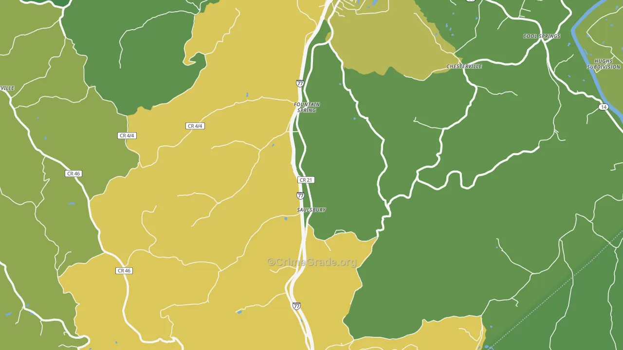 Saulsbury, WV Map of Assault Rates
