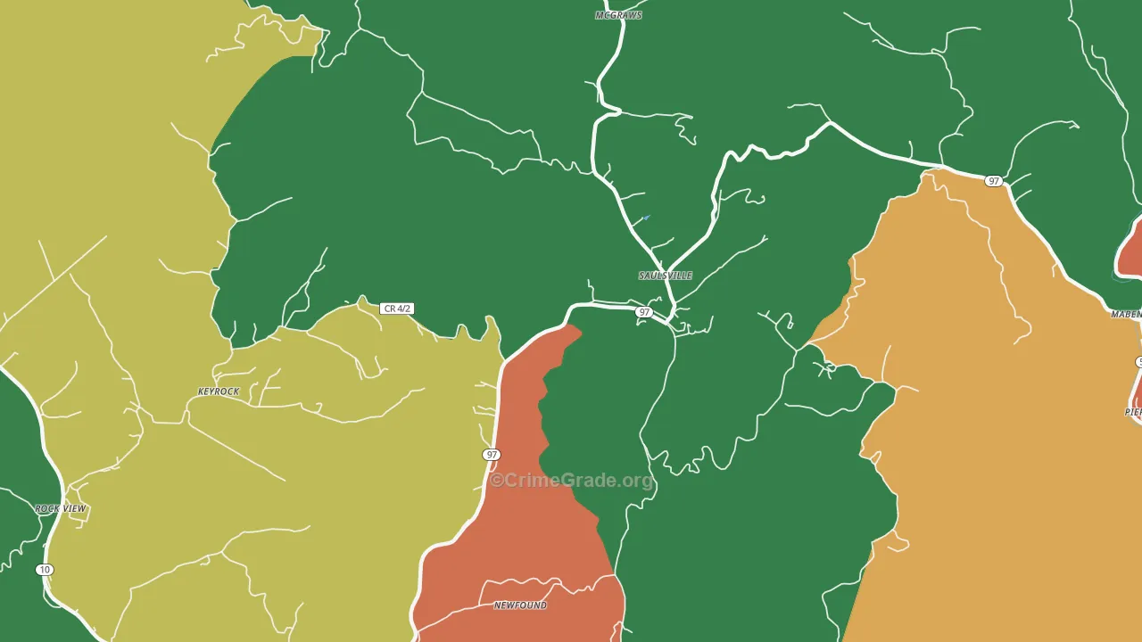 Saulsville, WV Map of Assault Rates