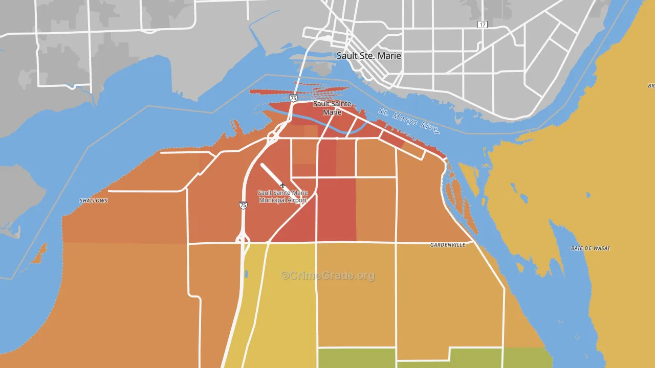 Sault Ste. Marie, MI Map of Assault Rates