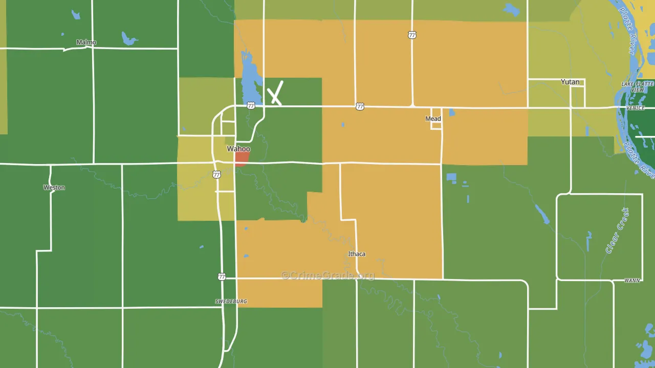 Saunders County, NE Map of Assault Rates
