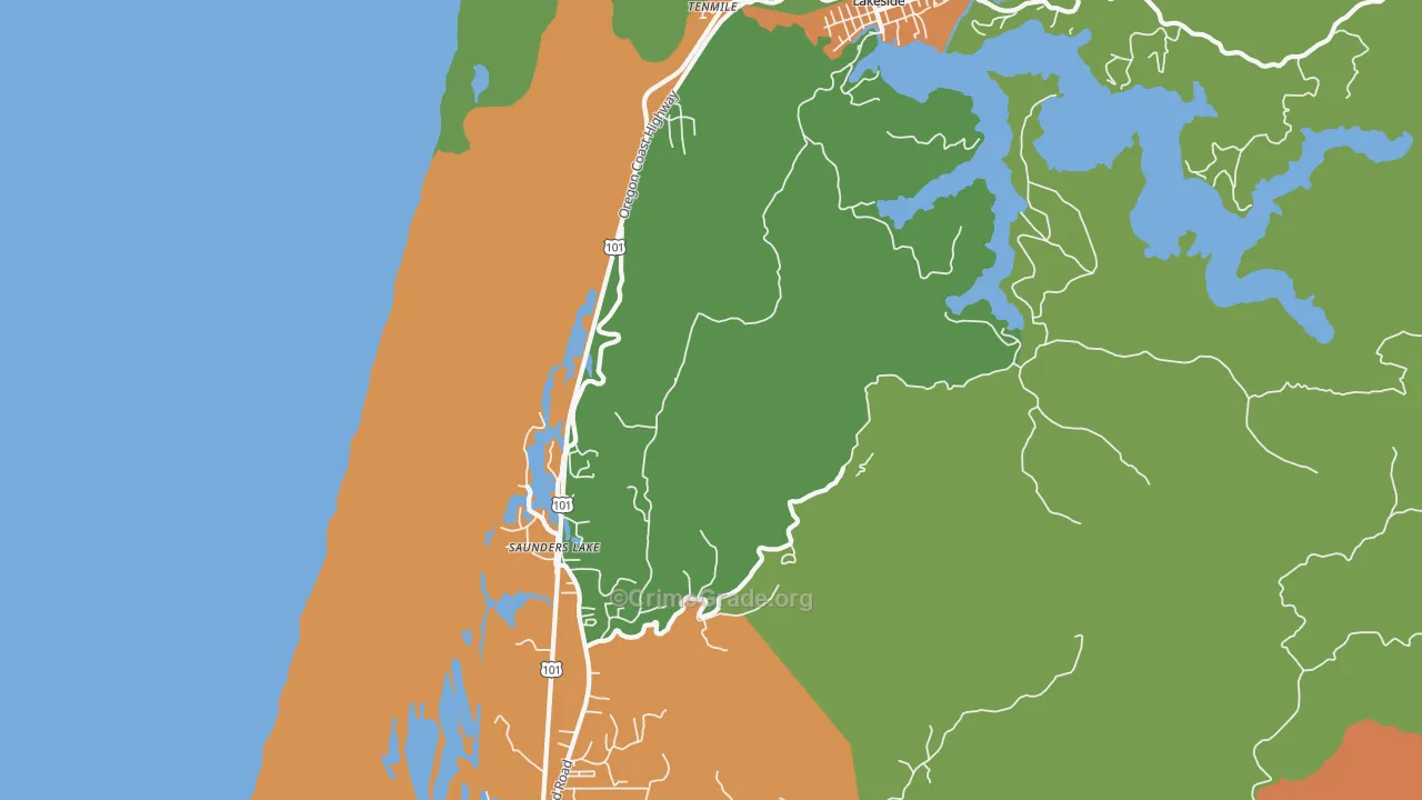 Saunders Lake, OR Map of Assault Rates