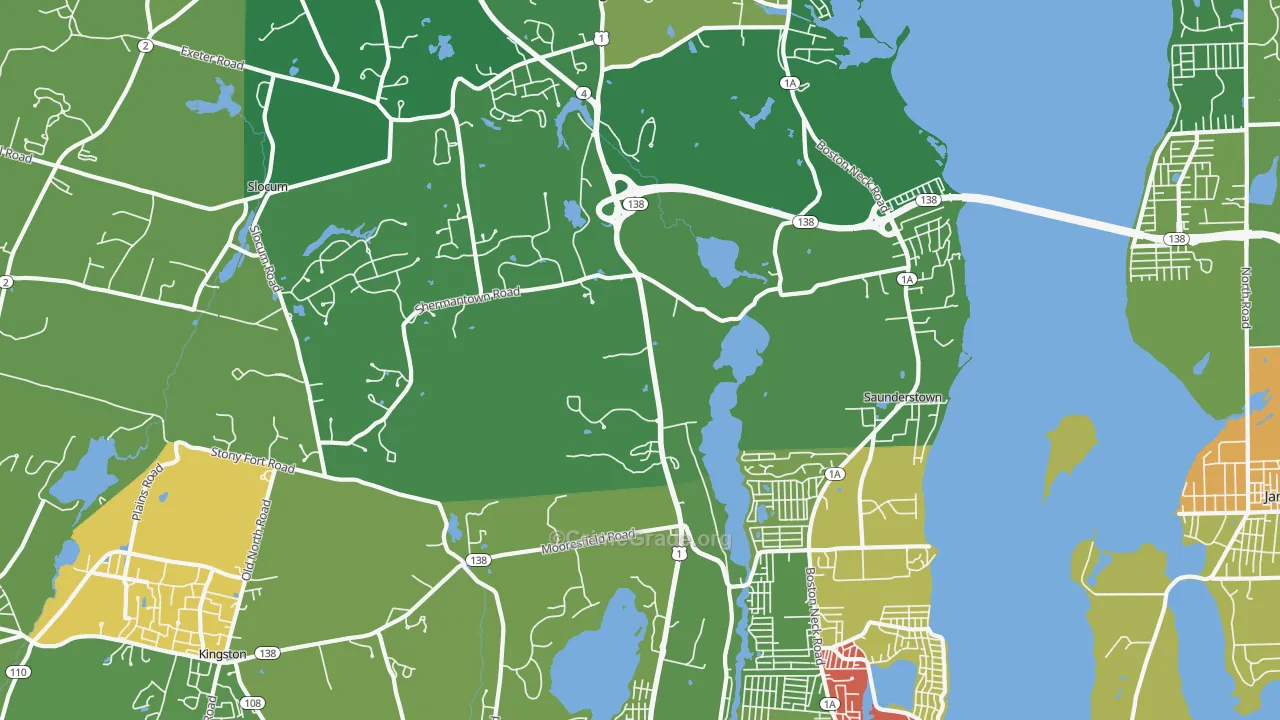 Saunderstown, RI Map of Assault Rates