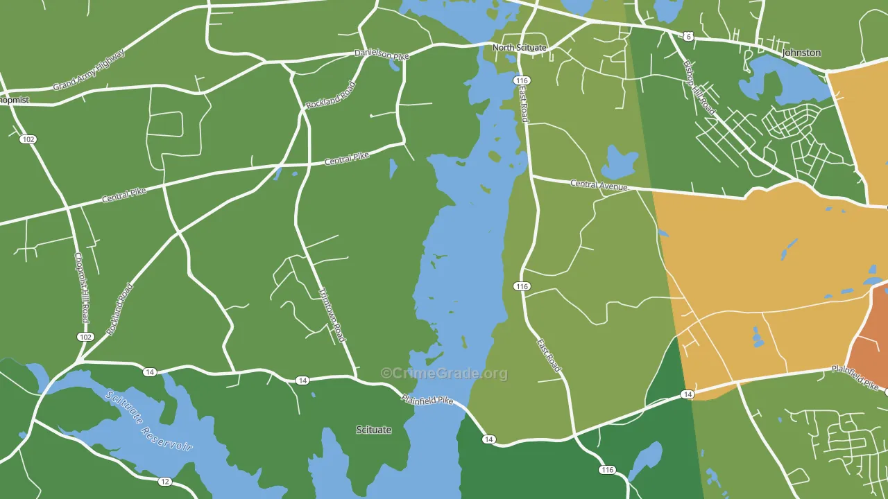 Saundersville, RI Map of Assault Rates