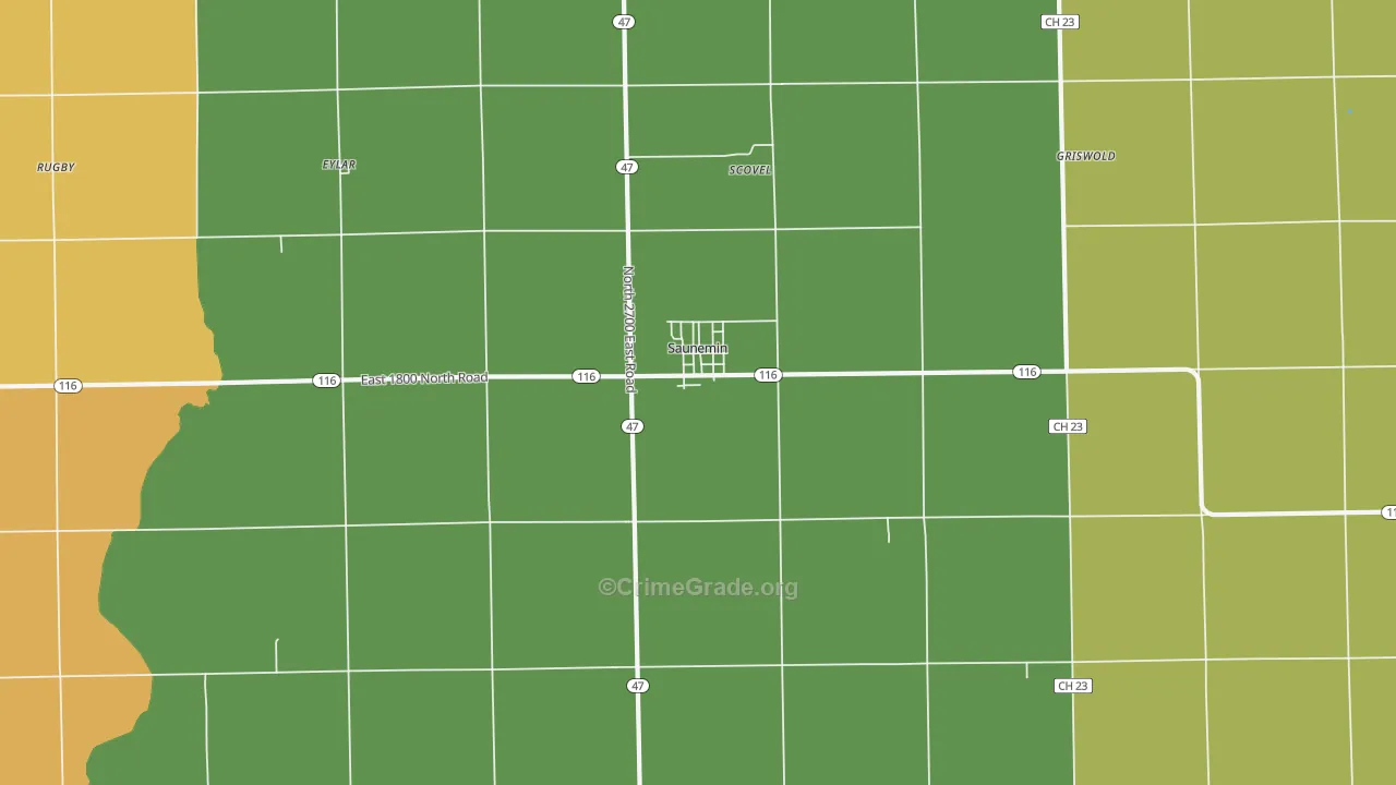 Saunemin, IL Map of Assault Rates