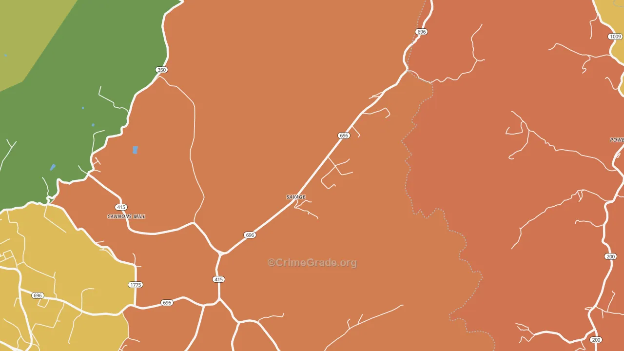 Savage, KY Map of Assault Rates